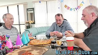 Old Man Fucks A Seductive Young Babe For His Birthday