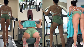 Big Ass Workout in Tight Shorts with Hot Close-ups