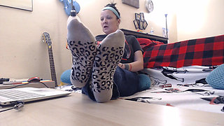 Socks wrinkled soles long toenails