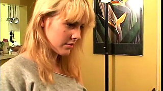 Angry blonde with big boobs turns dude's ass into a flaming mess
