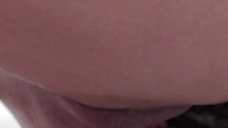 Skinny Brunette in Gloryhole Action!