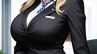 blonde woman office masturbation fingering pussy (AI model)
