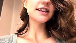 Cute Brunette Practices Oral Sex