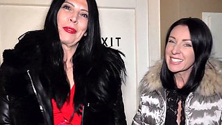 Two hot girls sharing a big cock of rich daddy in pov