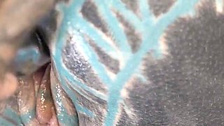 Tattooed Woman Testing Fuck Machine with Her Anal