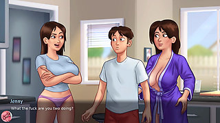 I find my sister watching porn and she masturbates me with her feet (Summertime Saga #21) - Jazziuu