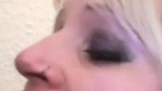 Blonde Milf with natural tits gets her pussy and ass fucked by two masked men