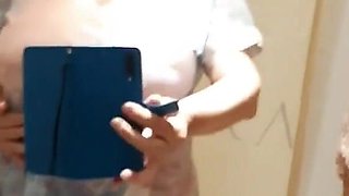 I am showing my boobs naked in the in the shop