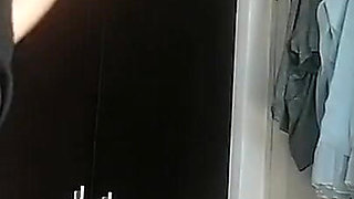 Amateur Wife Dancing Naked at Home. Amateur Woman Has Fun Trying on Clothes and Cutting Them.