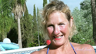 Mrs. Molly's Poolside Blowjob - British MILF Sucks Your Cock POV