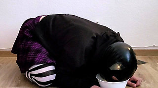 Leashed Sissy Enjoys Mistress Piss Like the Thirsty Slave She Is