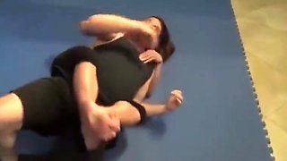 Sexy Blonde In Yoga Pants Mixed Wrestling
