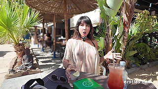Ersties - Daring Kiara Sits Naked at an Outdoor Cafe Before Masturbating in the Parking Lot