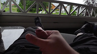 masturbating outside on the porch