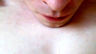 Amateur Creamy Close-Up: Slow-Mo Cum Swallowing!