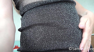 Oiled Sheer Outfit & Pantyhose Tease & Foot Job