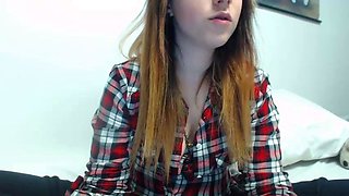 Redhead Teen In Stockings Webcam Toying