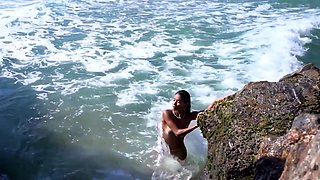 Latina hottie posing nude at the beach