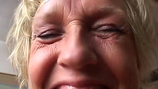 Horny granny with stockings  in a gangbang action