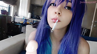 Adorable Anime Egirl Smoking and Teasing your cock (ask me for full vid)