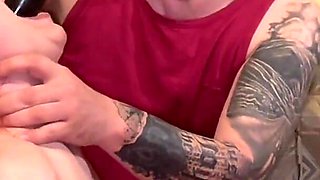 Dildo deepthroat and cum in mouth