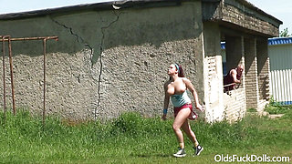 Olds fuck dolls - old dude fucks teen sportsgirl by the football field