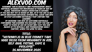 Hotkinkyjo in Blue Fishnet Take Huge Dildo From Mrhankey in Ass, Self Anal Fisting, Gape & Prolapse