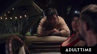 ADULT TIME - Big Titty Slut Little Puck Gets Pounded In Parking Lot While Her Cuck Husband Watches!