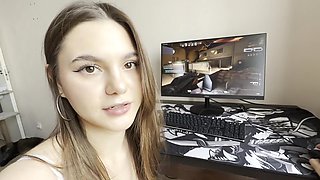 Fucked Russian stepsis on the desk till she cums and begs for sperm