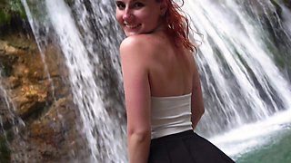 Dirty slut sucks in the waterfall - Amateur POV