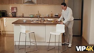 Sexy Slim Blonde MILF Agrees To Let Her Horny Step-nephew Fuck Her In the Kitchen On His Birthday