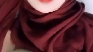 Long Time No See with My Girlfriend Hijab Big Natural Breasts Horny Plug Pussy