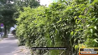 Public amateur German babe fucked outdoor after casting