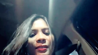 Show Big Boobs in Car When Going to Drive.