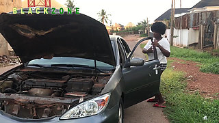 Her car got damaged on the road, I had to help her out both with her car and pussy