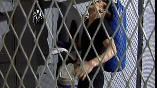 2 Hot Brunette Cutie Pies Rayveness, Temptress Allow Football Team Coach Watch Their Lesbian Fun in the Locker Room