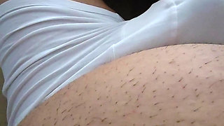 Step mom hand slip under step son white panties get his hard dick
