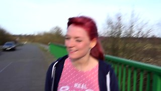 Amateur student blowjob on the balcony pov