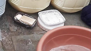 Stepsister&#039;s bath in desi bathroom