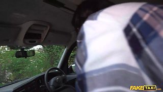 Faux cab - adorable dark haired teenie in pigtails gets pumped by hard dong and splattered with fellow jam