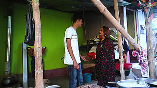 Desi Mallu Bihari Bhabhi Caught by Her Husband While Having Sex with Her Debar in Outdoor Kitchen Full Movie ( Hindi Audio )