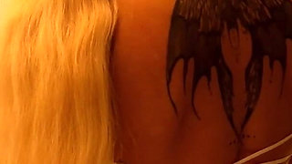 Super Hot Sexy Long Legs Blonde Takes off Her Panties to Show Her Tight Pussy Under Her Mini Skirt