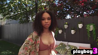 Petite black teenager Lily Lilac shows bootie