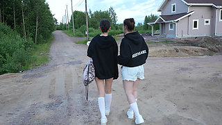 Two Girls Took Their Clothes off on the Lake. a Passing Surfer Had Sex in the Open Air