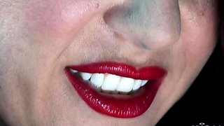 Brunette lesbians in nylons masturbate