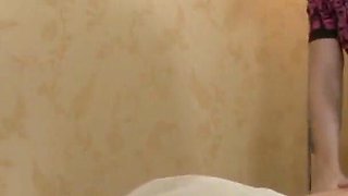 Cock sucking and brute pussy railing on a massage table
