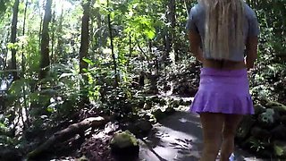 Fit Hot Blonde Flashing In Public Forest Trail Real Sex