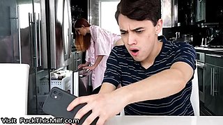 BUSTY MILF CLIMBED ON THE DESK AND DID NOT REFUSE THE GUY IN SEX: Big Tits, Big Ass  Blowjob Porn
