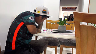 I get horny watching my Indian stepmother do toileting with little clothing, she realizes that I start masturbating while I see her.