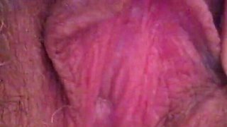 Hairy big clit pussy dripping wet close up orgasm